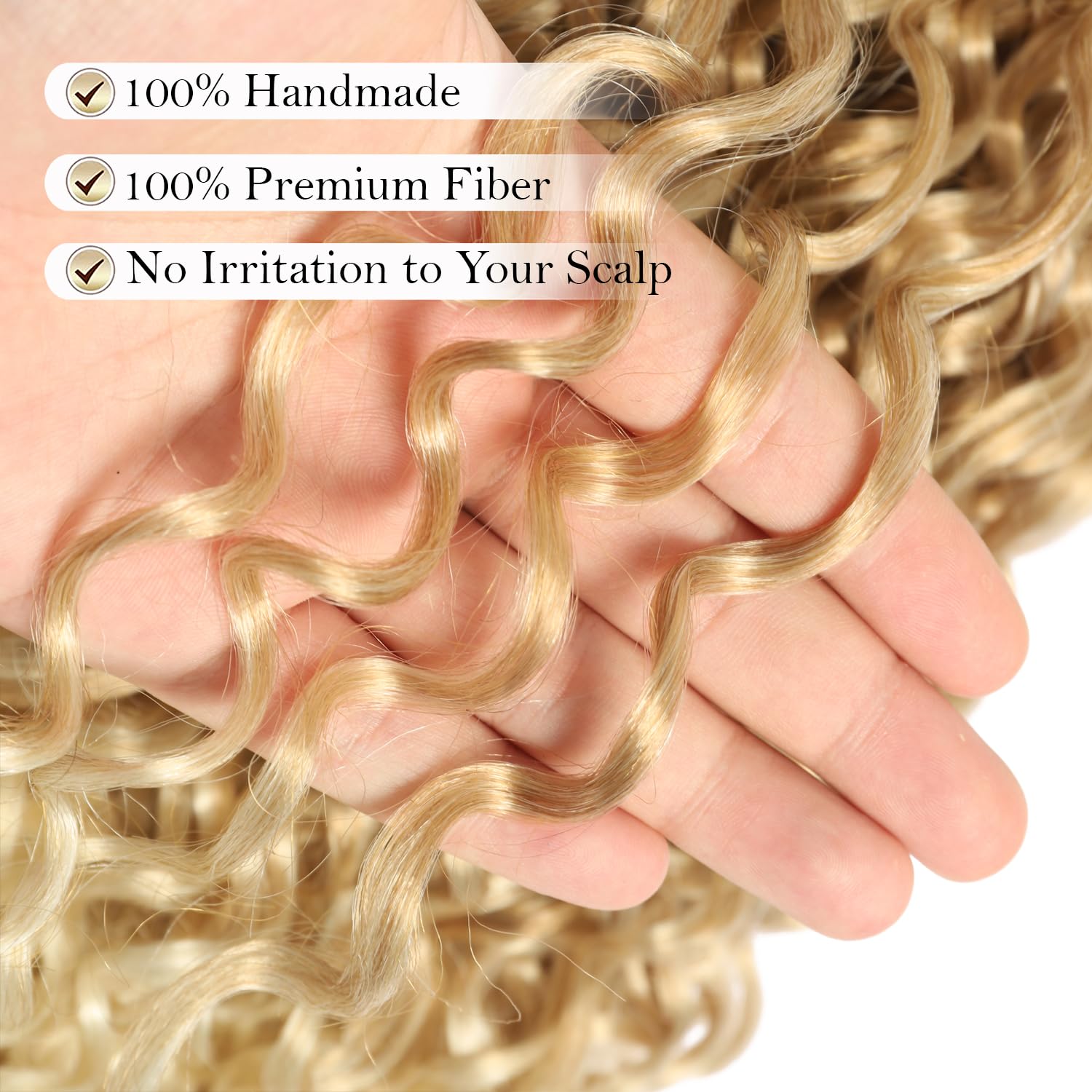 8 Packs 18 inch GoGo Curl Crochet Hair Water Wave Curly Braiding Crochet Hair for Black Women Ocean Wave Beach Curl Wavy Crochet Hair Extensions (Pack of 8, 27/613#)