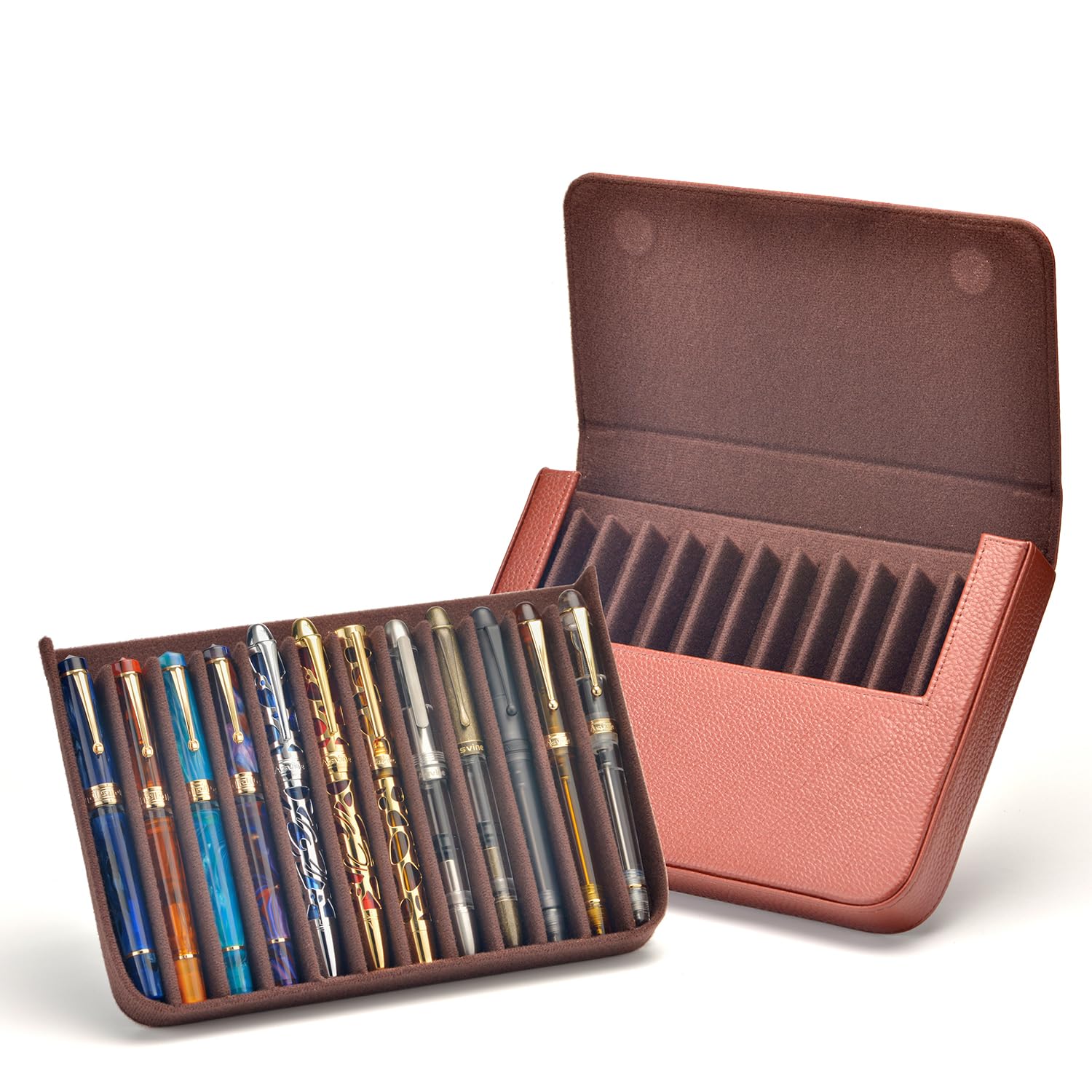 Lanxivi Custodia in pelle per penna stilografica, colore nero, caffè e vintage, realizzata a mano in vera pelle, Caff, Custodia