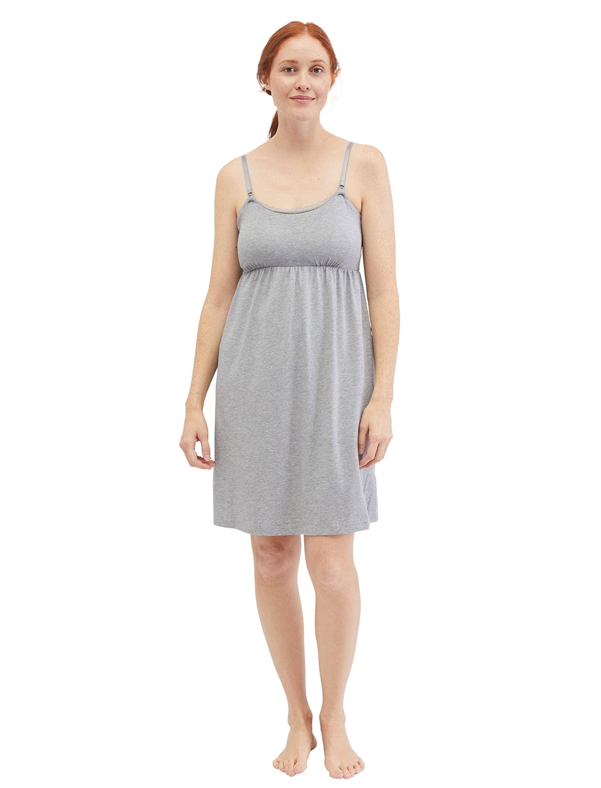 Motherhood Maternity Camisón de Lactancia con Clip Y Ribete de Encaje para Lactancia Camisón Mujer