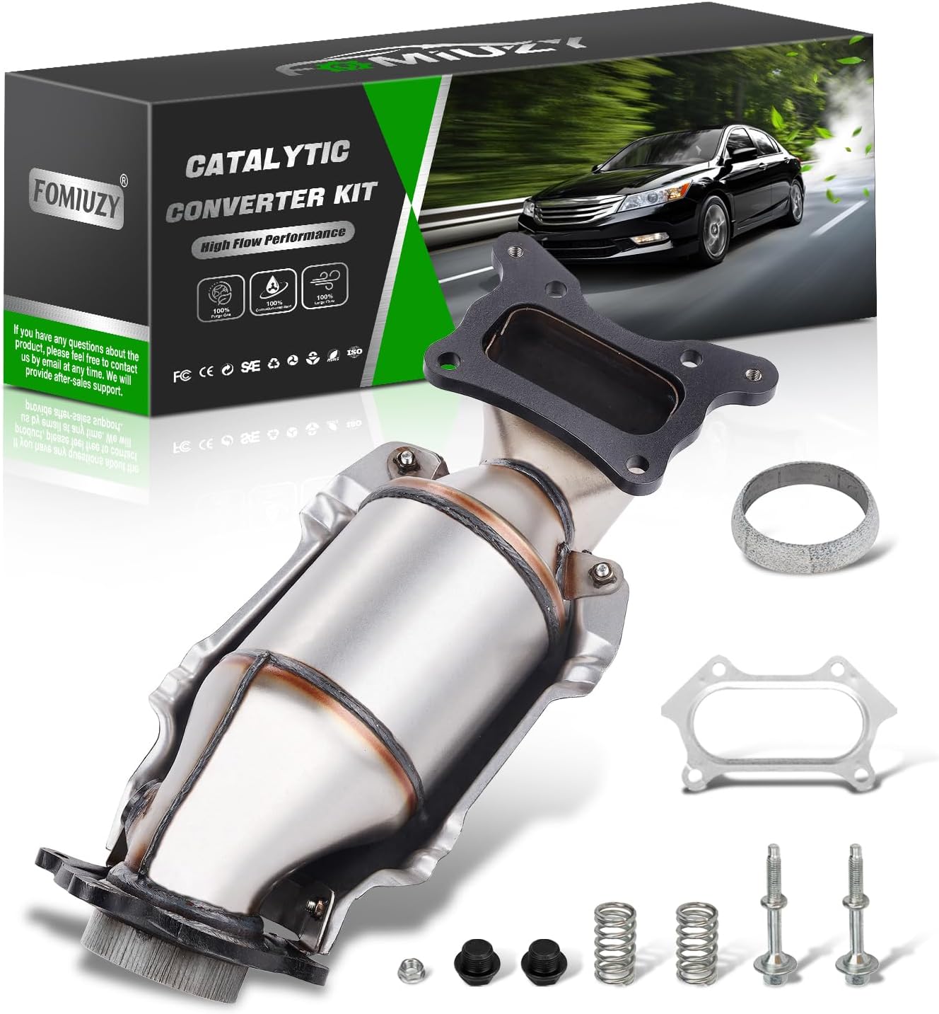 FOMIUZY High-Flow Front Catalytic Converter Kit for Honda Accord 2.4L (2008–2012)