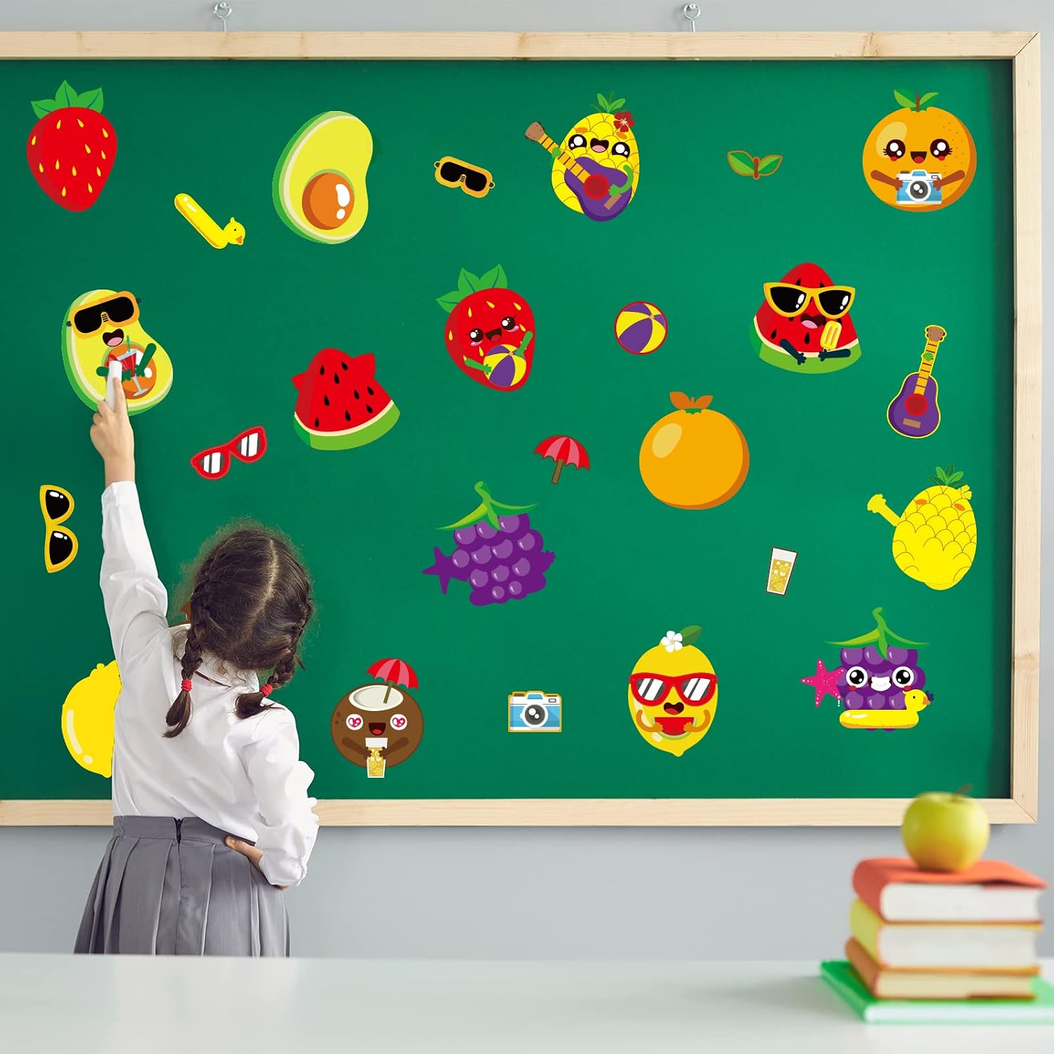 chiazllta 32 Packs Summer Fruit Craft Kits for Kids Hawaiian Fruit DIY Sticker Art Craft Set Summer Party Favors for Early Education Home Class Fun Game Activities