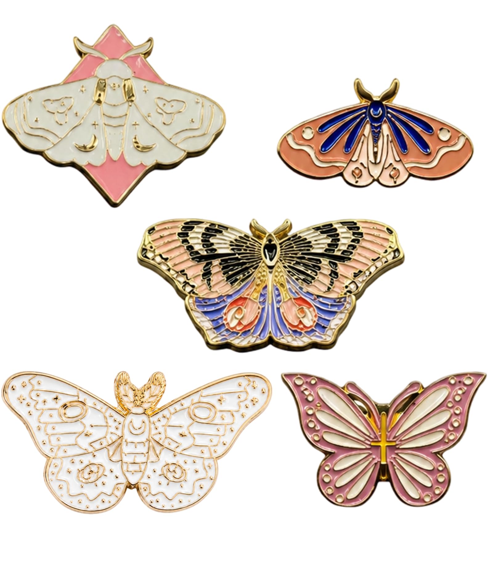 5-Piece Butterfly Enamel Pins, Zinc Alloy Metal Badges and Bag Pins Aesthetic, Brooch Pins for Women Backpacks Canvas Hats and Saree-image-42