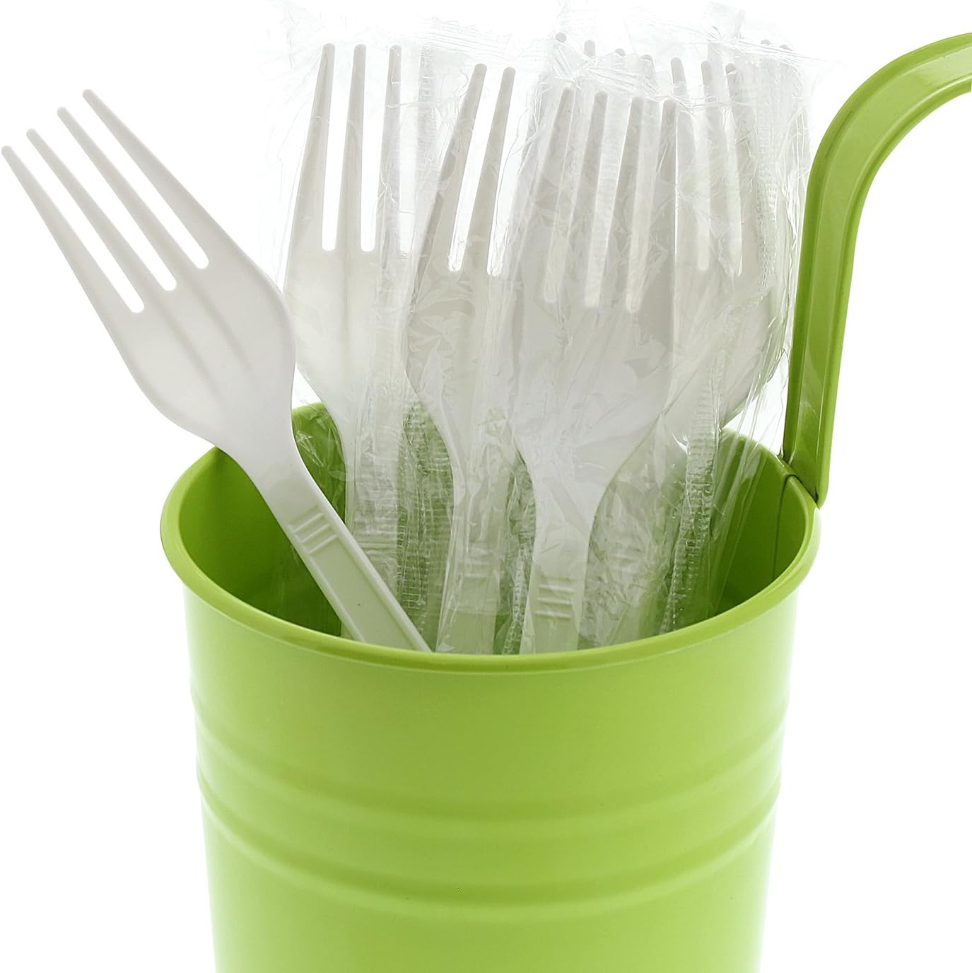 AmerCare White Medium-Heavy Weight Polypropylene Forks, Individually Wrapped, Case of 1000