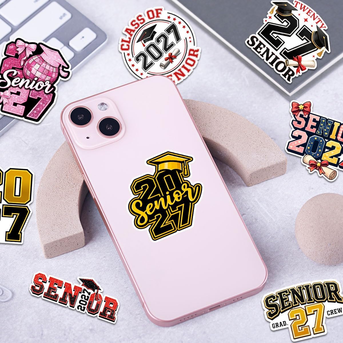 12pcs-3in Senior 2027 Stickers Pack, Class of 2027 Stickers, High School Graduation Senior Sticker Gifts for Students, University Students for Laptop Tablet Water Bottle Planner Kindel Helmet image 5