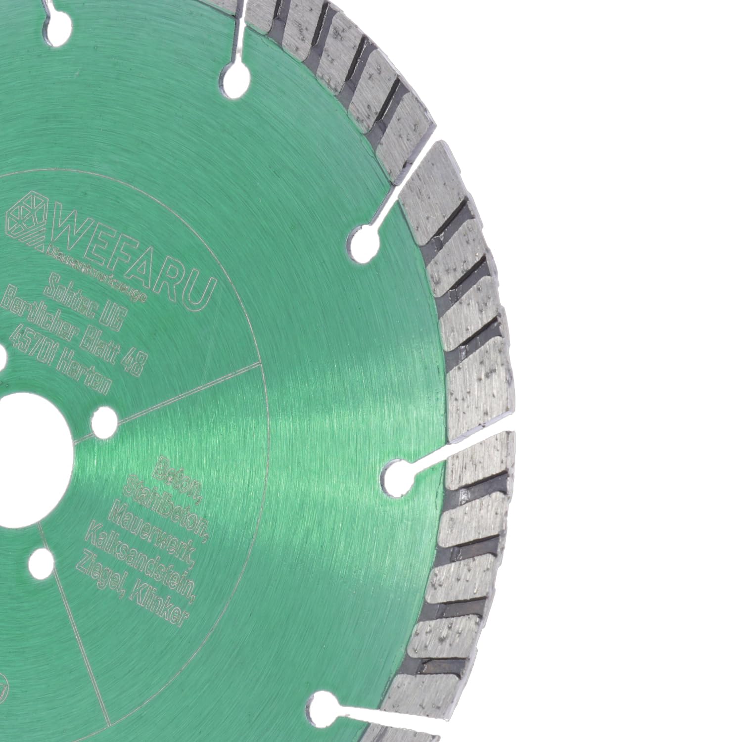 Profi Diamanttrennscheibe TLM 12 – 180 mm passend für FEIN MF 14-180 & Lamello Tanga DX200 – 12 mm Turbo-Segmente – Fensterfräse Zubehör für die Fenstersanierung – 4 Nebenlöcher