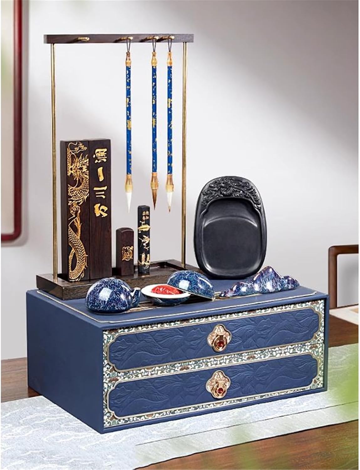 Elegant Gift Box with Complete Calligraphy Brush Set for Study Decor 文房四宝套装-shape2