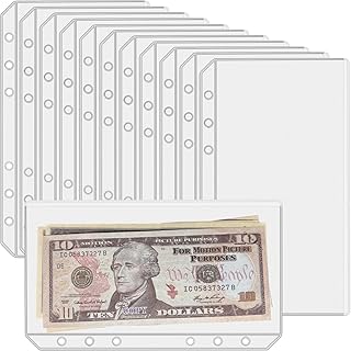 12PCS A6 Binder Pockets with No Zippers, Zipless Budget Envelopes for the Cash System, A6 Binder Pouch for 6 Ring Binder, Money Folder Organizer, Clear PVC Savings Challenges Envelopes, 12PCS.