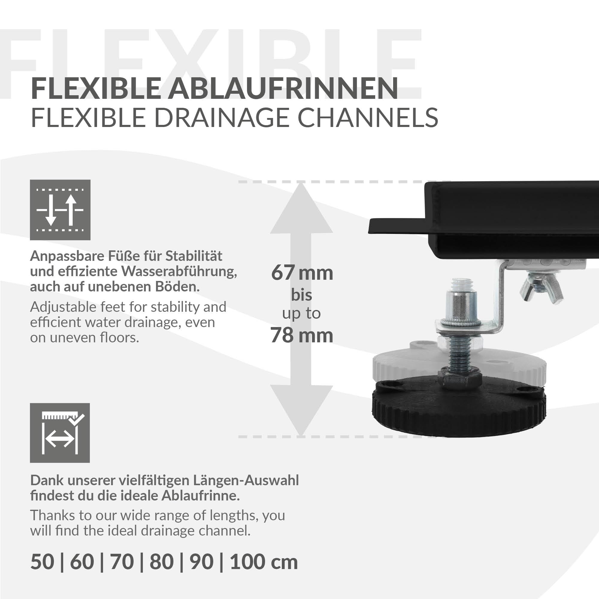 LuxeBath odplyw liniowy 80 cm 2w1, do montazu w plytkach, bardzo plaski, stal nierdzewna, czarny, dwustronny odplyw podlogowy, kompletny zestaw do montazu w podlodze, odplyw liniowy, syfon z blokada