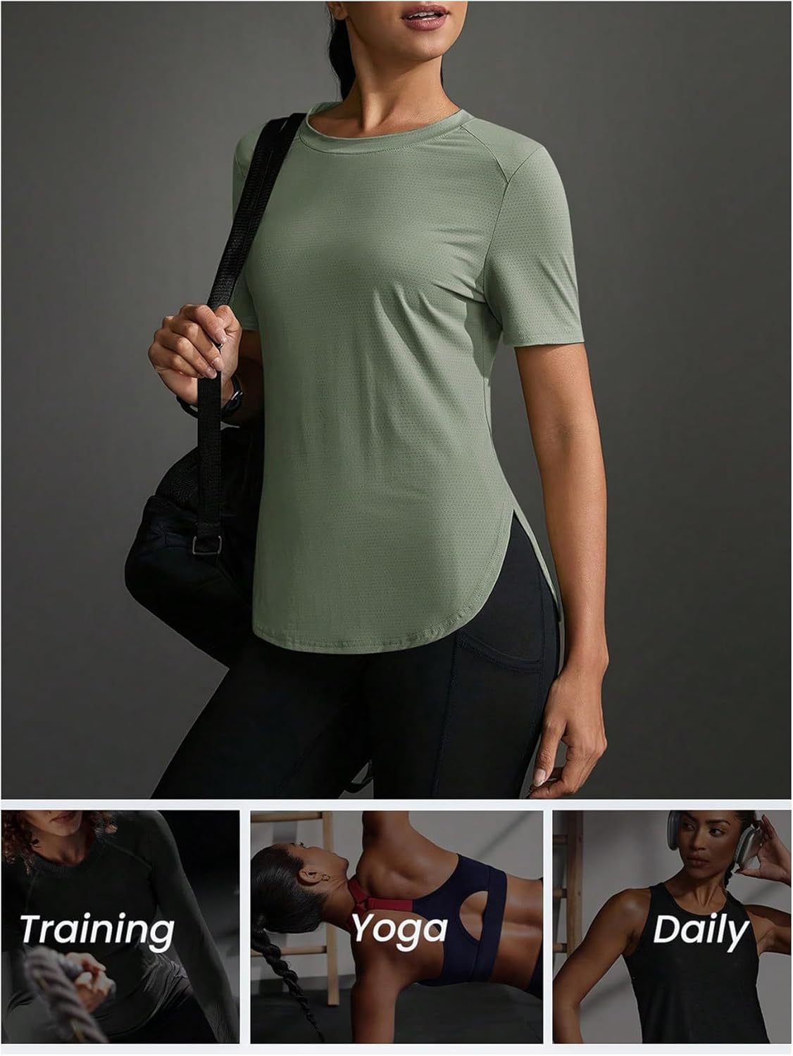 OYOANGLE Women's Solid Contrast Mesh Top Short Sleeve Breathable Sport Running Yoga Gym T-Shirt - Image 4