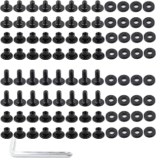 96 Pieces Black Chicago Screws Gun Holster Screws #8-32 x 1/4" & 3/8" for Leather & Kydex Holsters & Clips and Knife Sheaths, with a Cross-Head Screw, Slotted Nut, Rubber Washer.