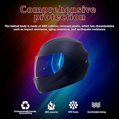 Miniatura 7 de KRN Casco integral para motocicleta con visera de color, aprobado por DOT - Casco y pasamontañas y visera transparente, negro mate