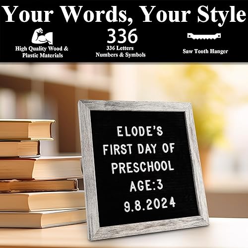 Miniatura 63 de C Crystal Lemon - Tablero de fieltro para letras, 10 x 10 pulgadas, tablero de madera para mensajes intercambiables, marco de madera, montaje en Gris