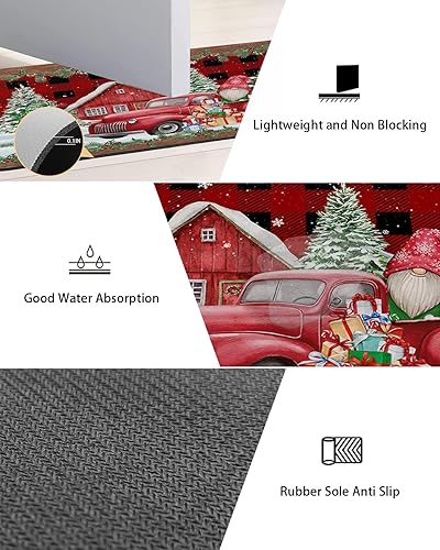 Miniatura 3 de Tapete de baño de Navidad a cuadros para bañera, antideslizante, de secado rápido y absorbente, tierra de diatomeas, fregadero, dormitorio, cocina,