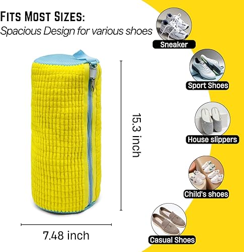 Miniatura 3 de Bolsa de lavadora para tenis  2 bolsas grandes para lavandería con 4 árboles de zapatos, kit de limpieza reutilizable seguro con cremallera para