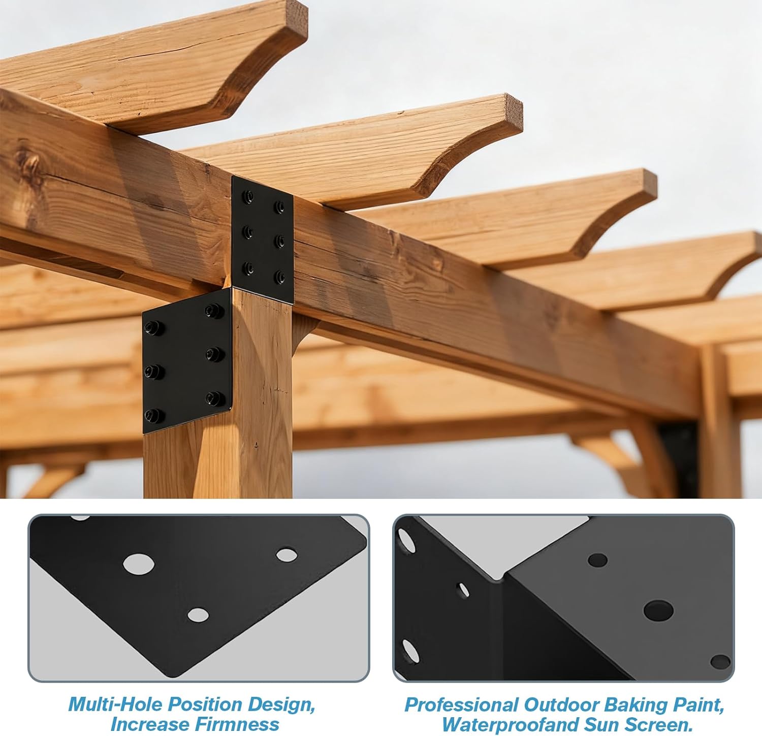 4x4 Post Brackets Kit, 4Pcs Heavy Duty Post Anchor Connectors with Screws for Wood Posts, Deck Railing, Ggazebos, Fences, Mailboxes