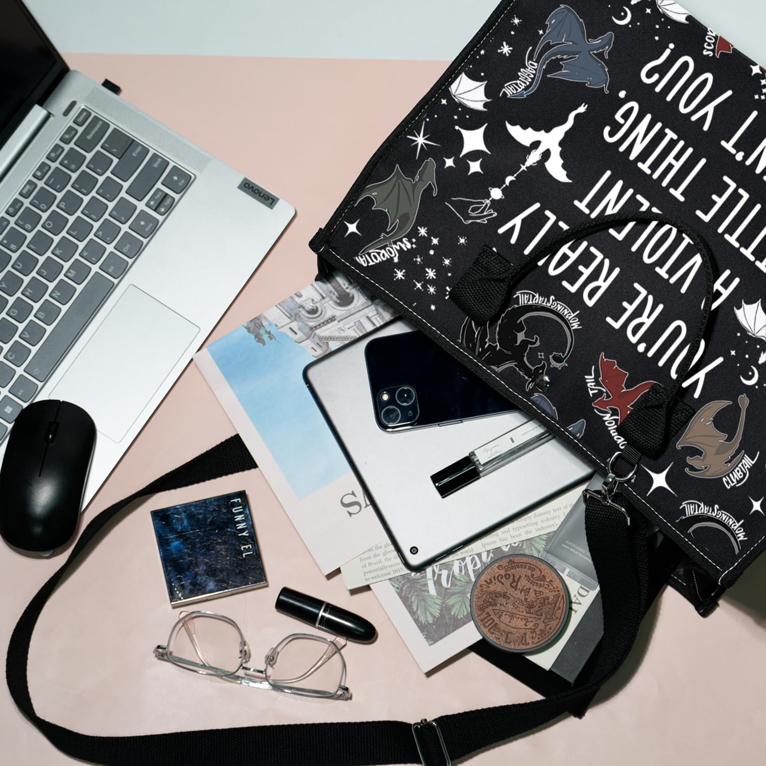 BDPWSS Fourth Book Tote Bag Dragon Rider Fans Gift You're Really A Violent Little Thing Fourth Book Inspired Gift - Image 4