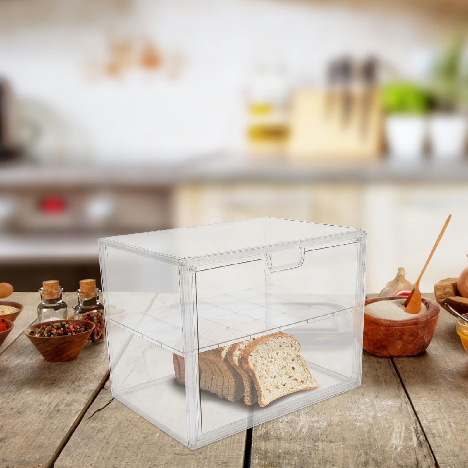 Alasum Contenitore Portapane Trasparente Doppio Strato in Acrilico | Banconi di Caffetterie e Forni, Forma Semplice, per Pane e Altre Scorte Quotidiane
