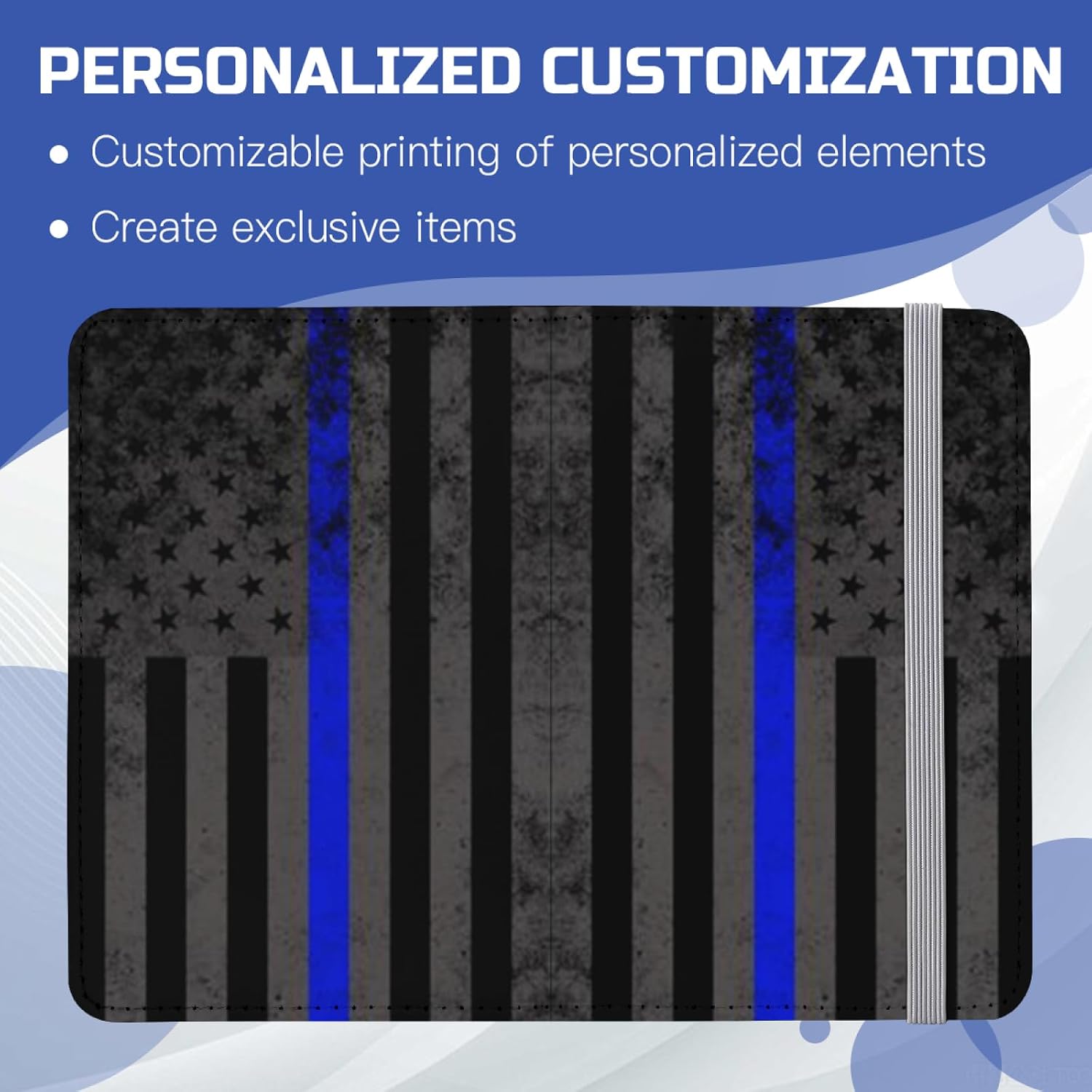 Blue Line American Flag Passport Holder Patriotic Leather Passport Wallet Cover Case for Women Men Travel Accessories