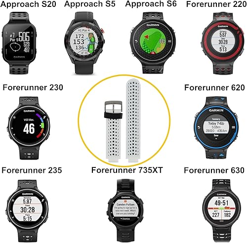Miniatura 43 de For Garmin Forerunner 735XT/220/230/235/235 Lite/620/630 Silicone Replacement Wrist Watch Accessory Band Strap for Garmin Forerunner 235 Smartwatch