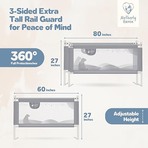 Miniatura 2 de Riel de cama para niños pequeños, rieles de cama para cama de tamaño Queen, altura ajustable y seguridad segura, rieles de cama tamaño Queen (3
