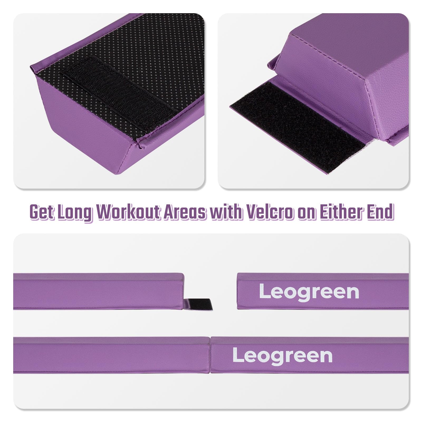 Leogreen Poutre Gymnastique Pliable 240/270cm Cuir de PU Poutre d'équilibre Equipement d'entraînement de Gymnastique avec Fond Antidérapant pour Enfants, Débutants et Gymnastes Professionnels