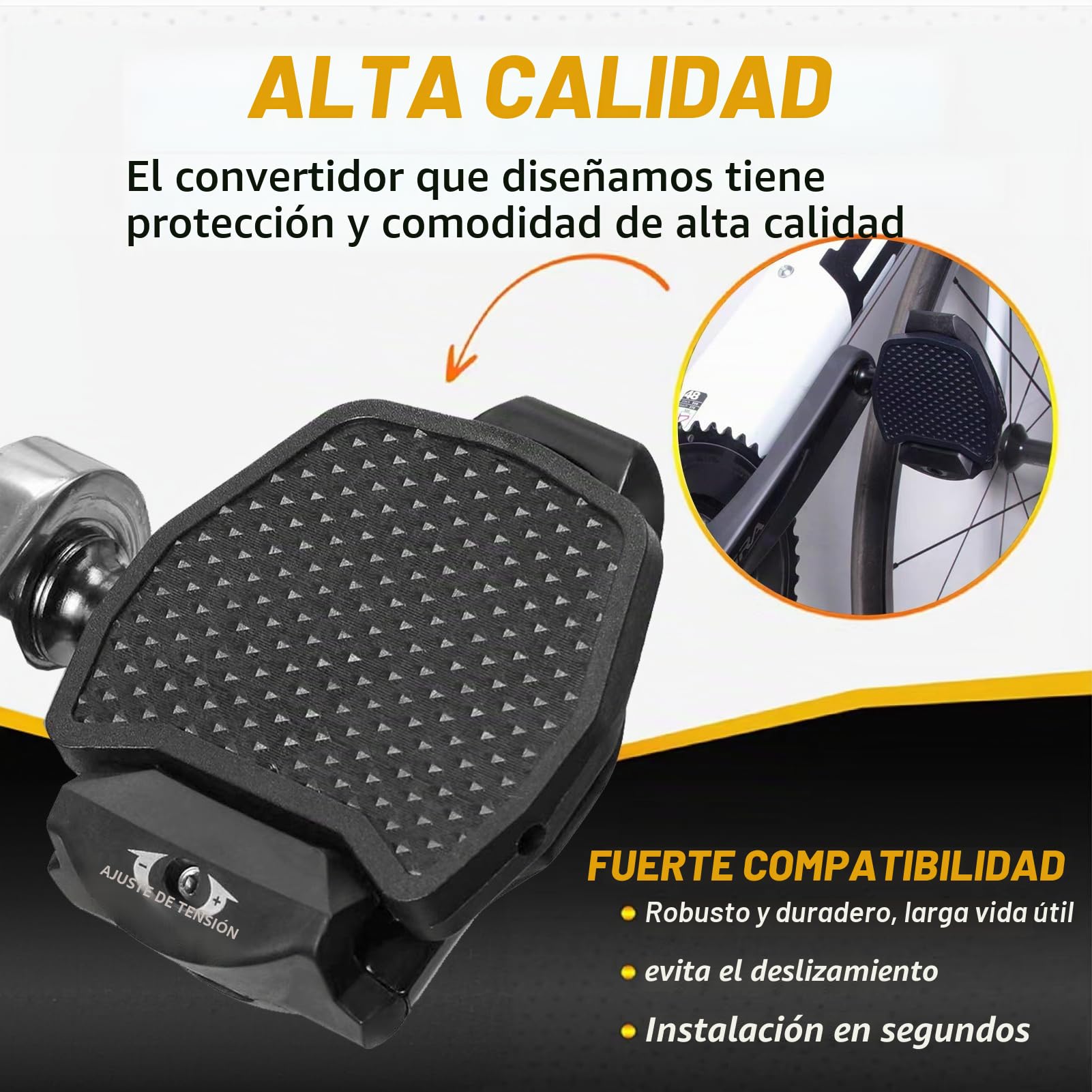Placa de Pedal Compatible con Shimano SPD-SL sin Clip, Adaptador Universal para Convertir Pedales Automáticos en Pedales Planos, Ligero y Antideslizante, Instalación Rápida y Fácil