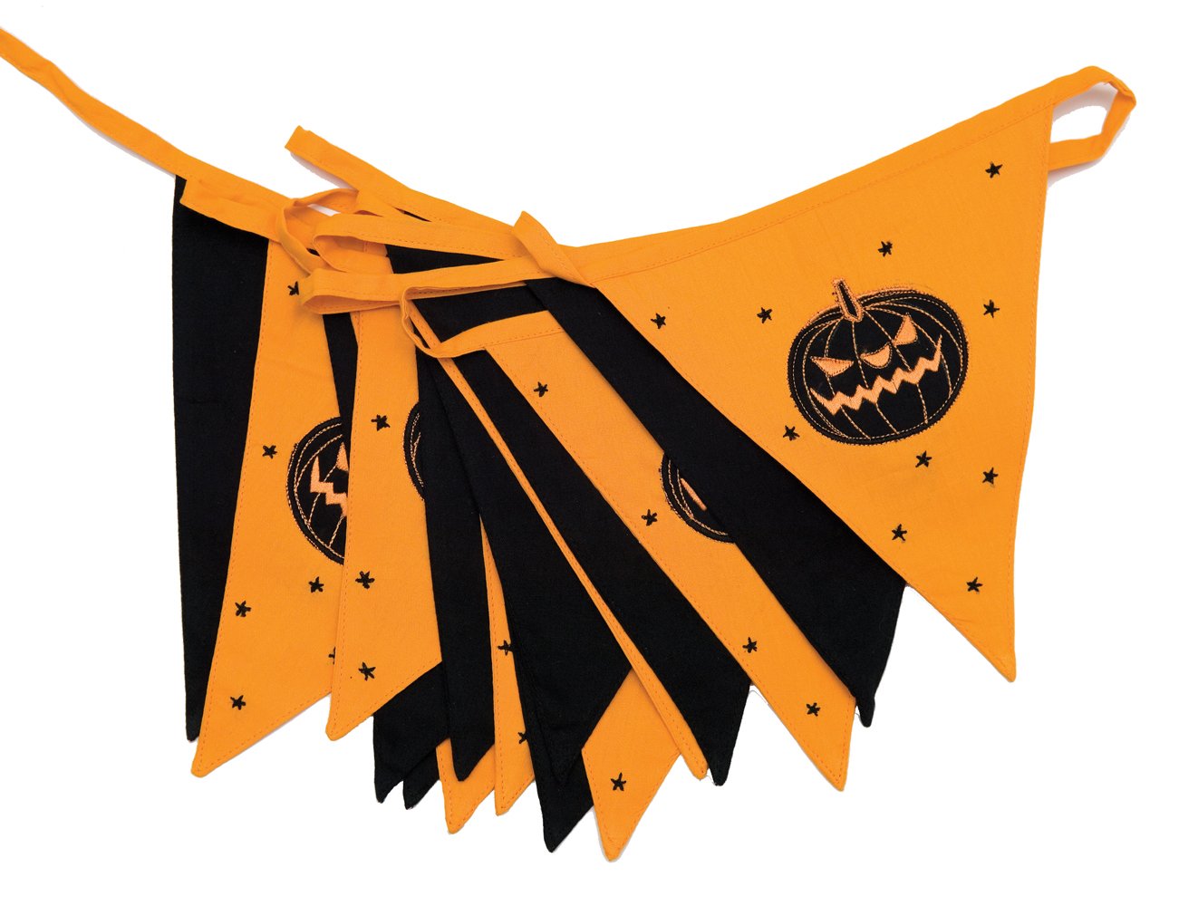 The Cotton Bunting Company Orange Halloween Bunting 100% Cotton With Spooky Pumpkins 5M