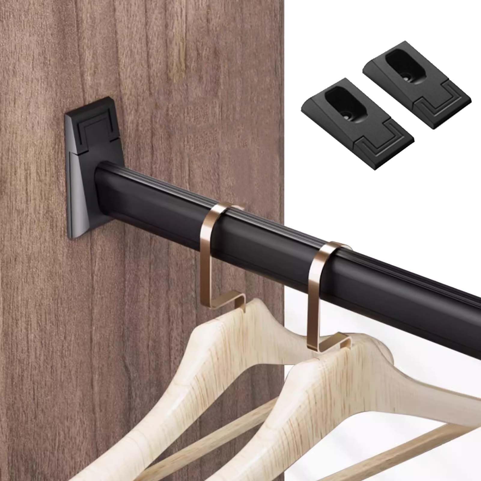 EVWGNPQRV Clothing Hangers, Cloth. Hanger Storage Bar With End Supports Metal Wardrobe Pole Multicolor 40-140 cm(Black,130cm(51 1/8") Length)