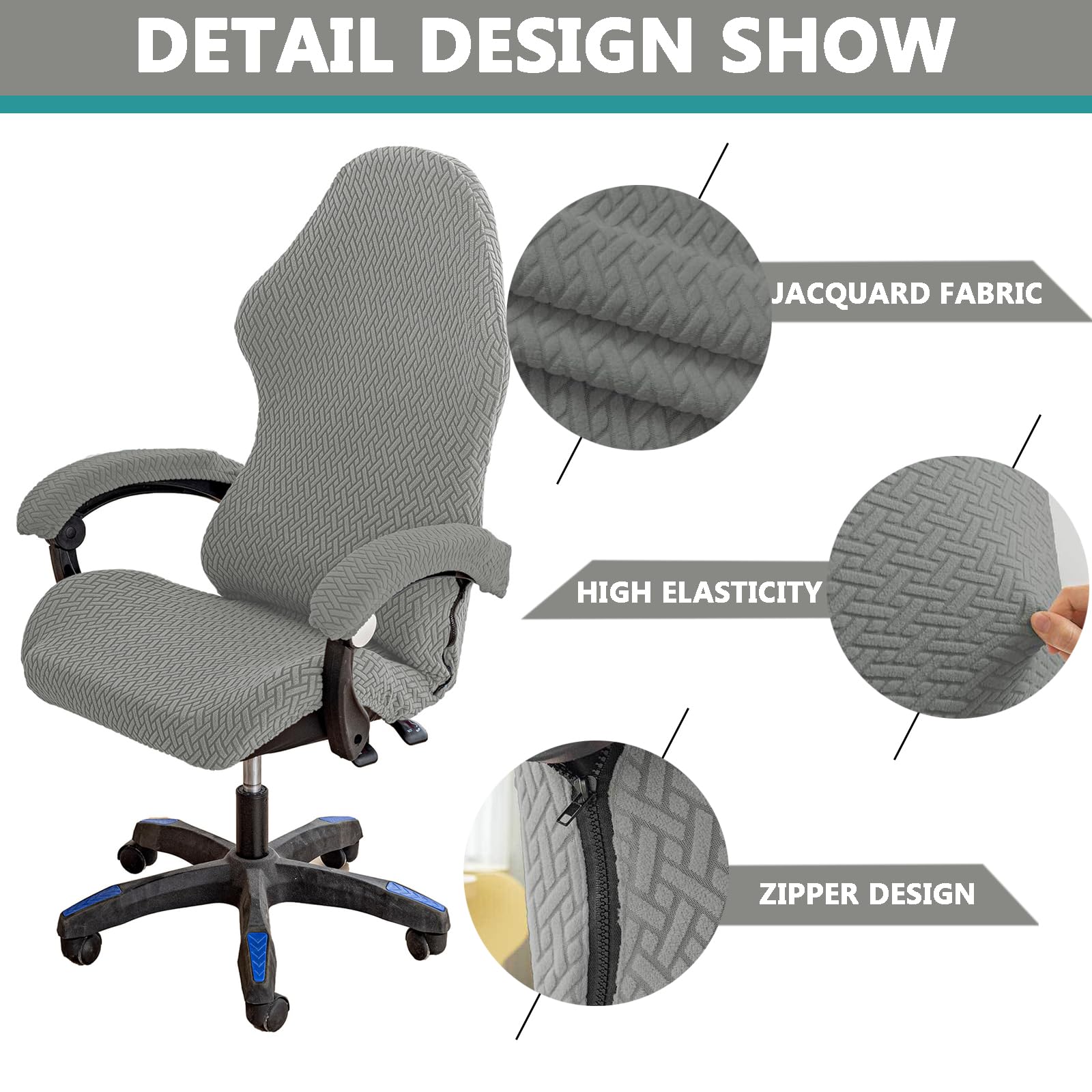 YOPOIY Gaming Chair Cover With Armrest Cover Leather Stretch Gaming Chair Seat Cover For Computer Reclining Racing Removable Game Chair Cover -black - View #3