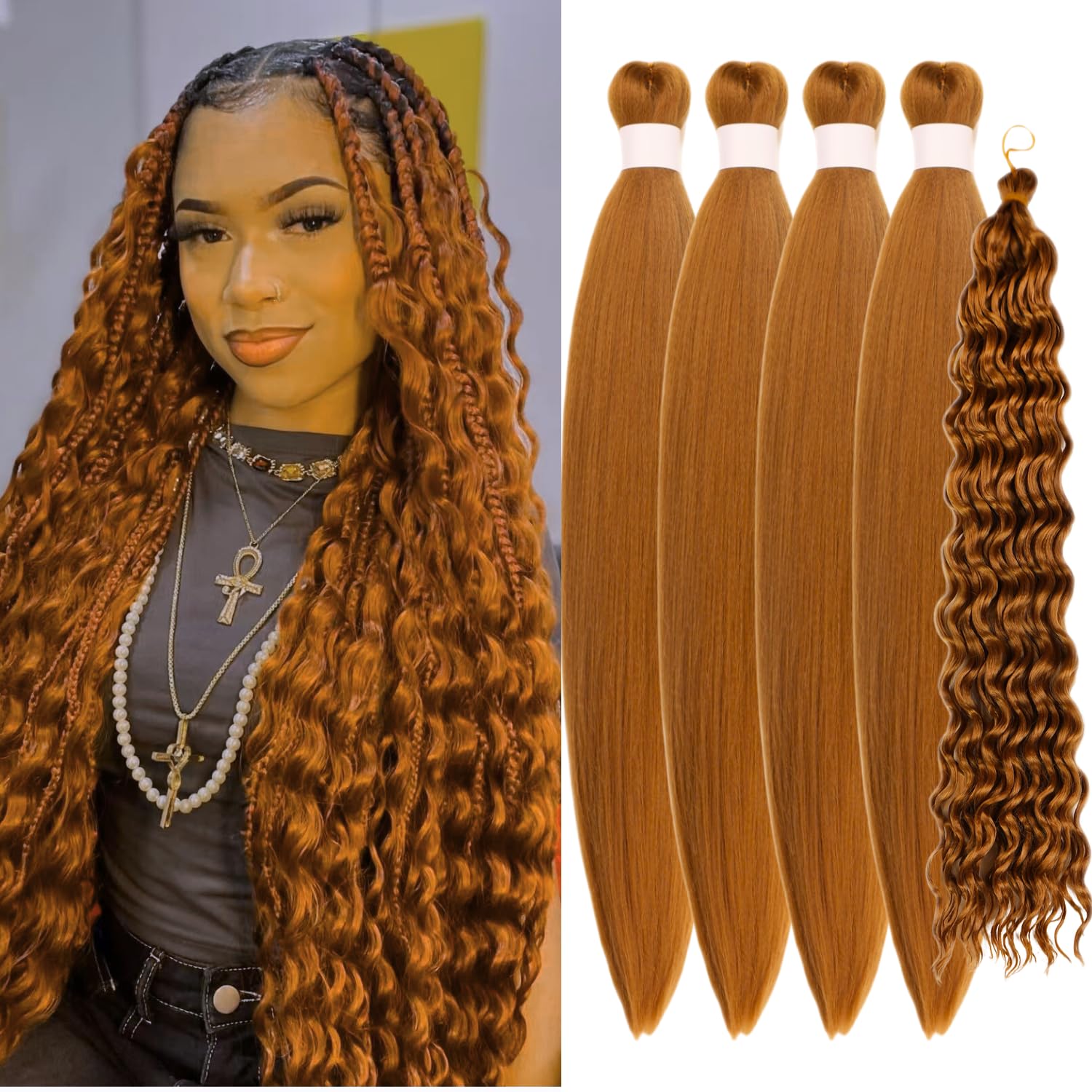 Blonde Braiding Hair Pre Stretched 27# Honey Blonde Boho Hair for Braiding Hypoallergenic Braid Hair Extensions for Crochet Braids