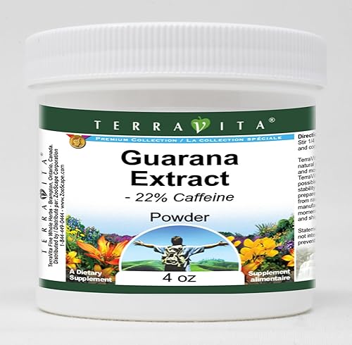 Extracto de guaraná - 22% de cafeína - Polvo (4 oz, ZIN 513339) - Paquete de 2