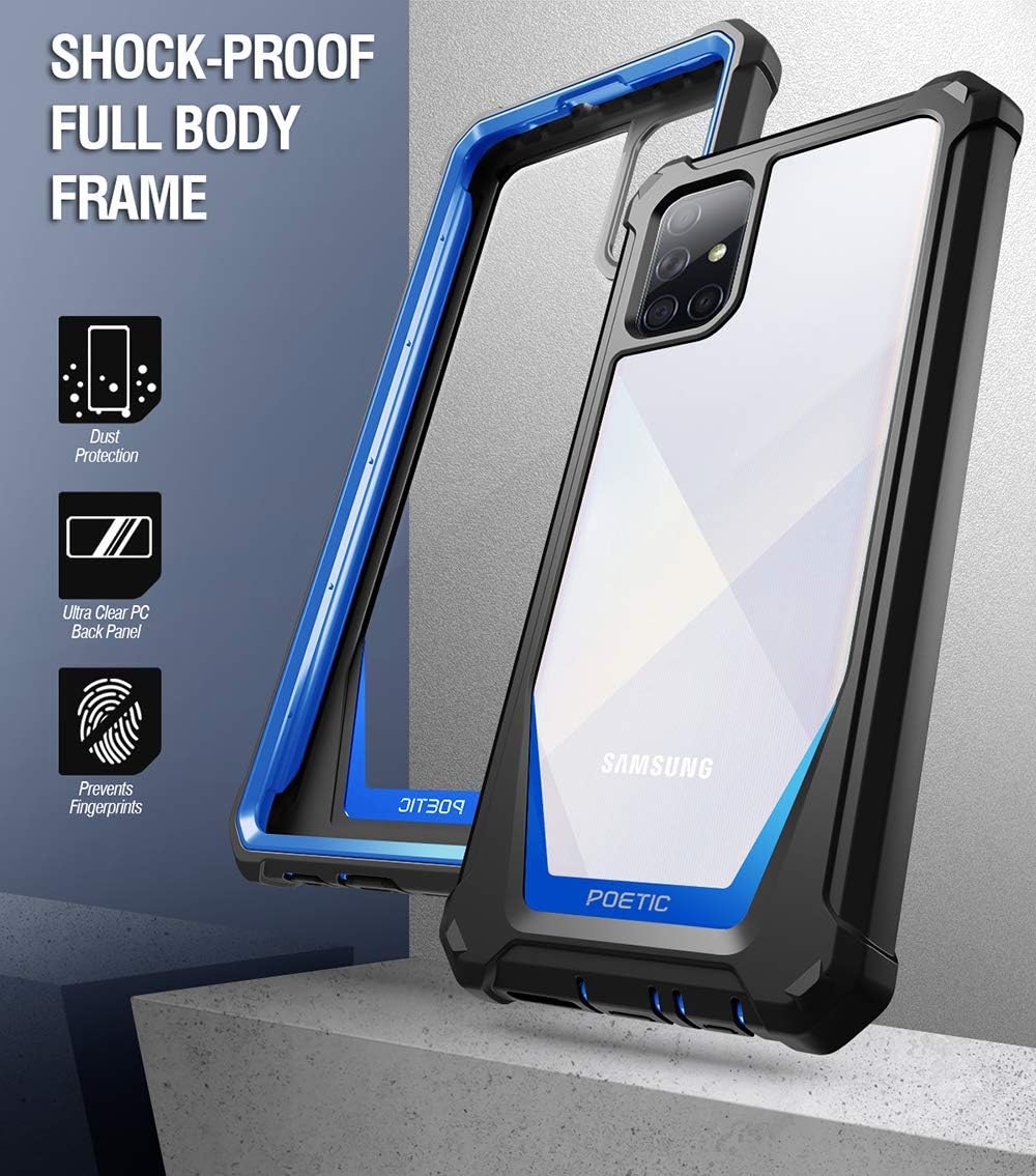 Best Deal Poetic Guardian Series for Samsung Galaxy A51 4G Case, [NOT FIT Galaxy A51 5G Version] Full-Body Hybrid Shockproof Bumper Cover with Built-in-Screen Protector, Blue/Clear