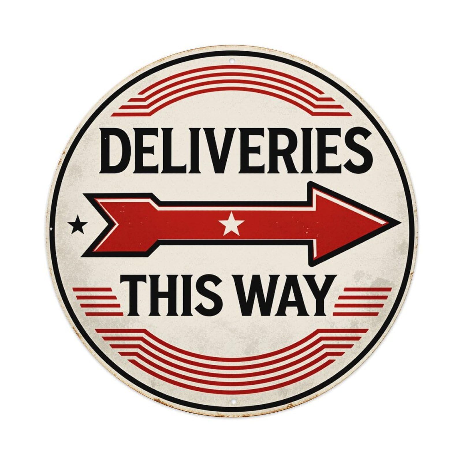 Deliveries This Way Arrow Sign Metal Tin Sign Vintage Garden Bedroom Cafe Bar Man Cave Home Wall Decor Metal Poster 8x8 inches