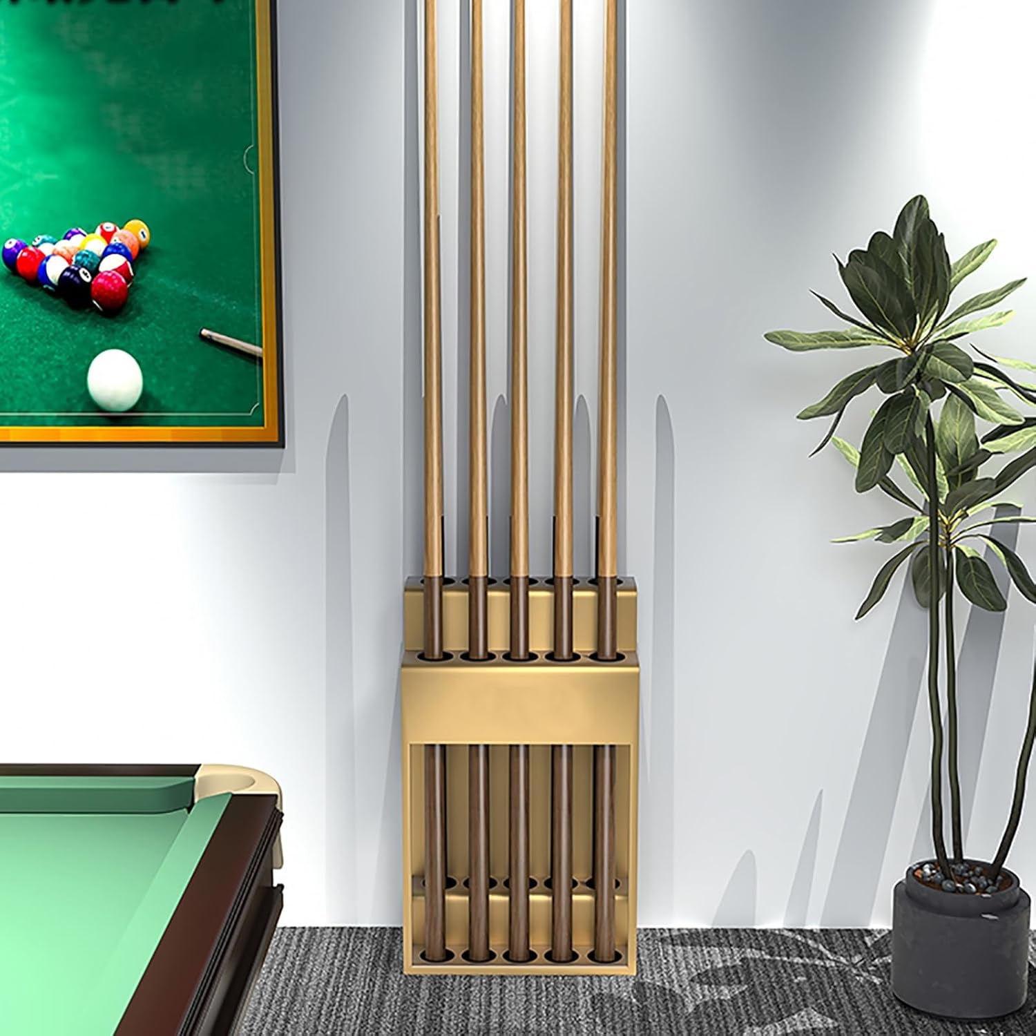 Pool Cue Holder Floor Stand, 10-Slot Billiard Cue Racks, Iron Cue Stick Organizer, for Home, Club, Bar, Lounge Stylish Pool Stick Rack(Red)