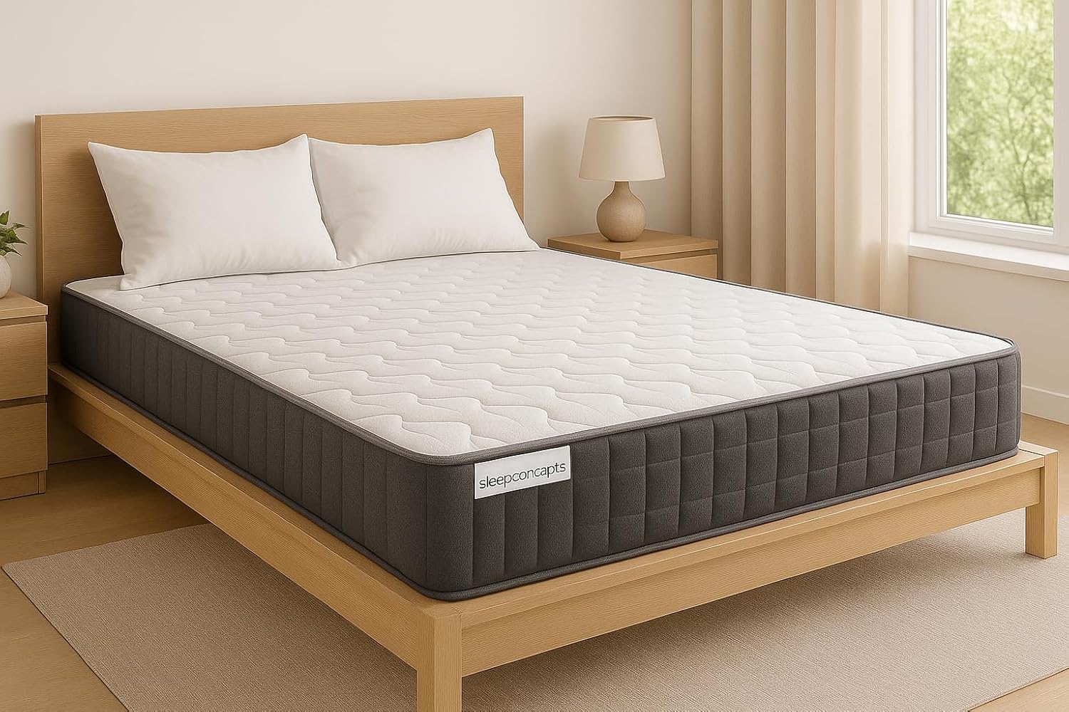 Sleep Concepts Black Border Cool Gel Mattress 7" Hybrid Spring, 91 cm Single, 137 cm Double, 152 cm King, 183 cm Super King. (King)