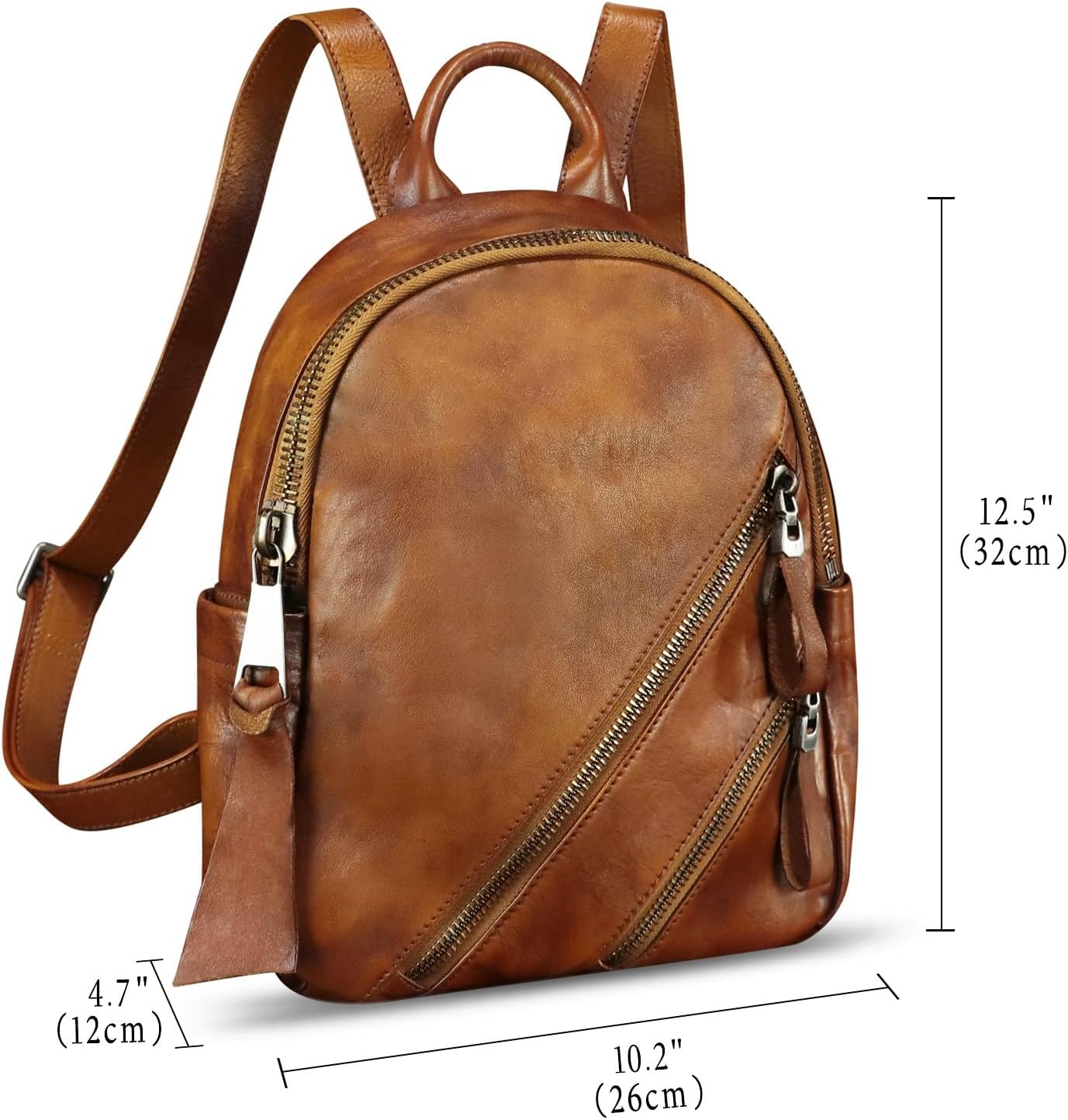 IVTG Vintage Genuine Leather Backpack for Women Cowhide Soft Real Leather Fashion Knapsack Purse Rucksack Daypack Bag (Brown) - Image 5