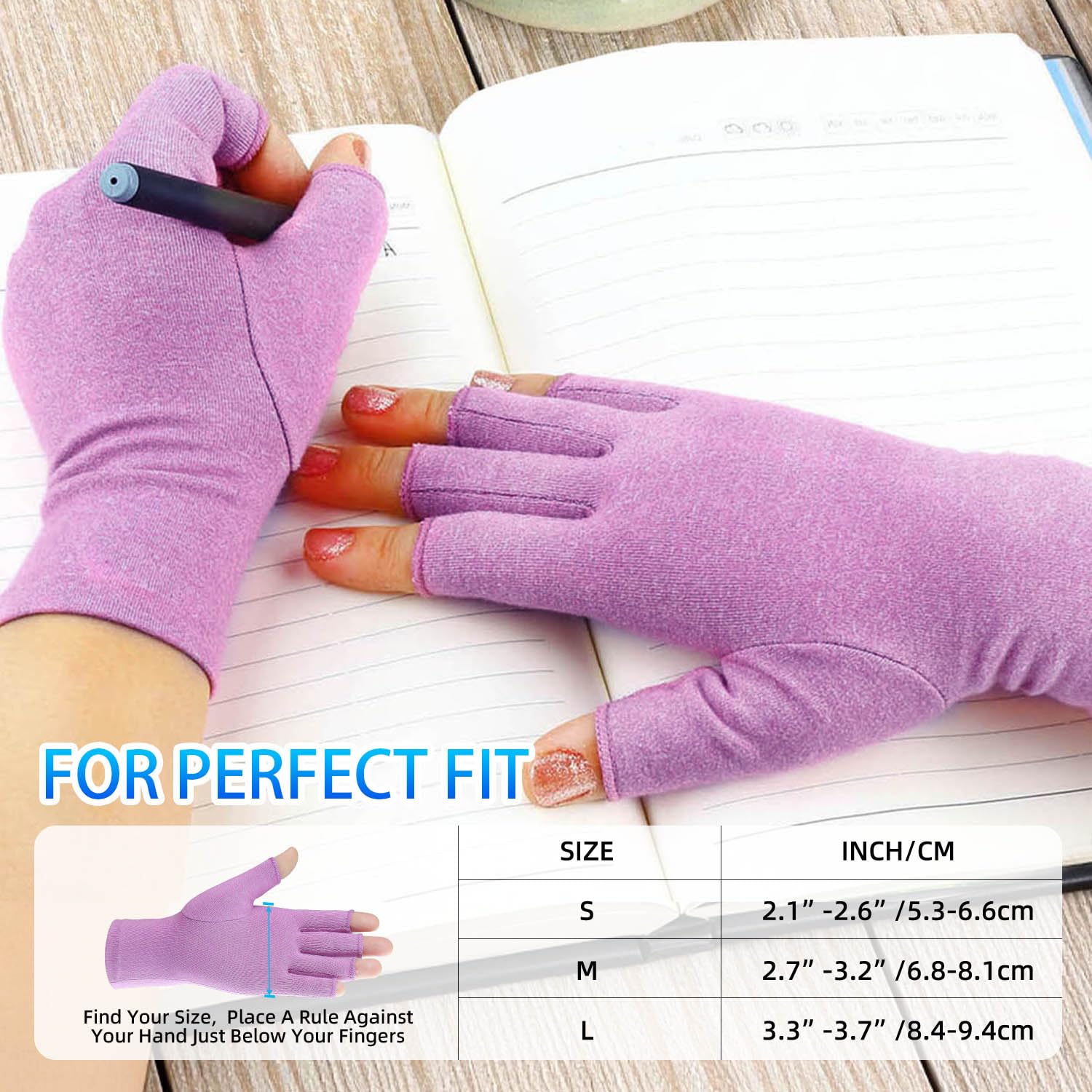 2 pares de guantes de artritis para mujer, guantes de compresión para aliviar el dolor de manos, guantes sin dedos para mujeres y hombres