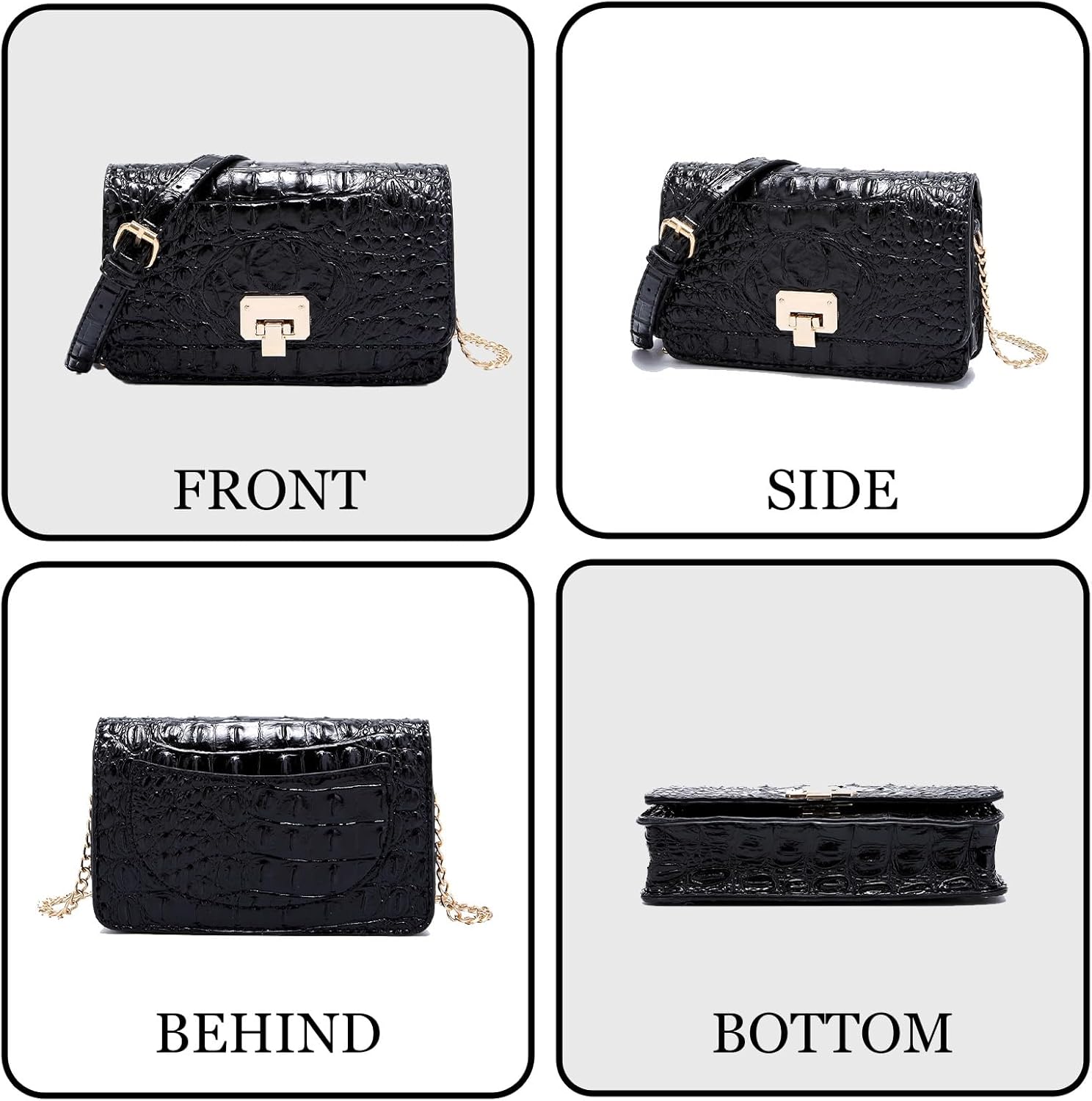 Small Crocodile Crossbody Cell Phone Purse for women Vegan Leather Clutch Wallet with Leather Shoulder Strap | Small, Crocodile, Vegan Leather - Image 3