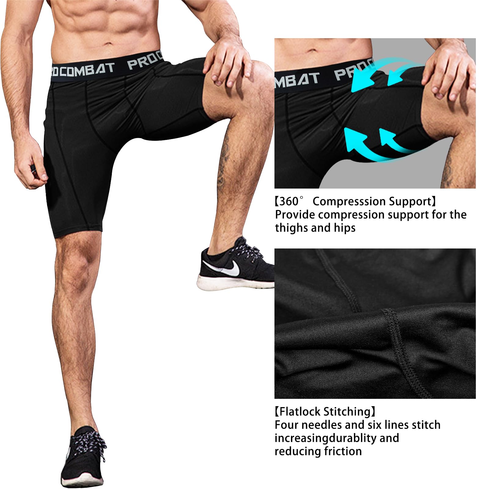 NuCamper Pantaloncini da Ciclismo da Uomo, Pantaloni Corta Compressione, Pantaloncini da Corsa Traspiranti ad Asciugatura Rapida, Sportivi Pantaloncini per Running