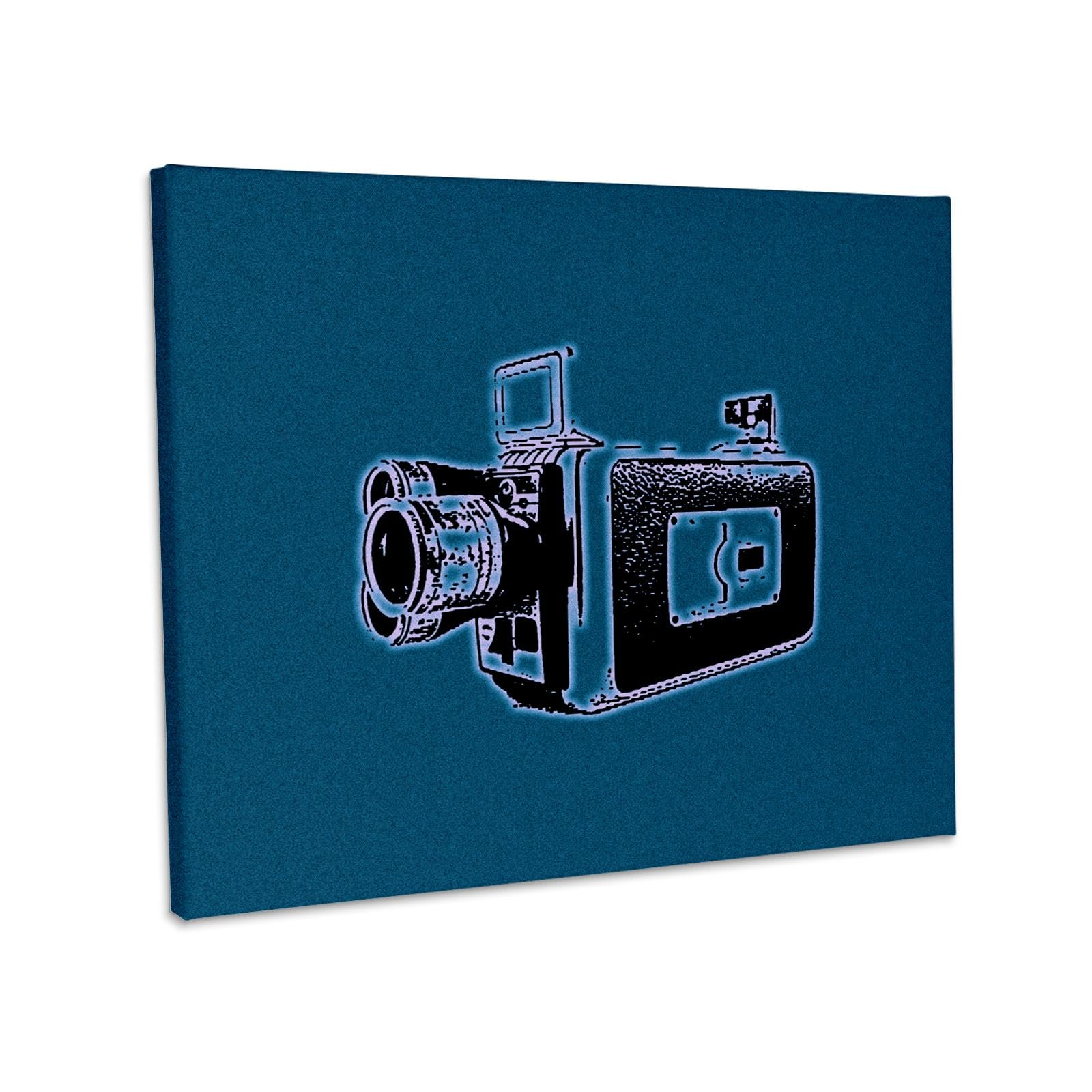 3dRose, Picture of a Vintage super 8 video camera on blue background, Museum Grade Canvas Wrap 20x16