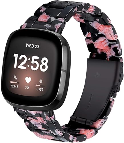 Miniatura 10 de Miimall Compatible con Fitbit Versa 3/Sense, bandas de resina para mujeres y hombres, correa de repuesto de acero inoxidable súper ligera