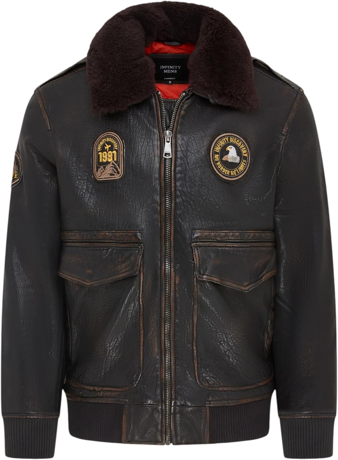 Men's Leather Bomber Aviator Detachable Sheepskin Collar G-1 Pilot Jacket