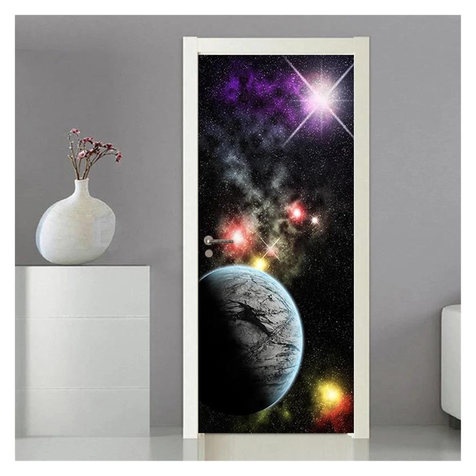 Sticker astral pour porte en PVC - Revêtement adhésif mural et affiche de rénovation intérieure