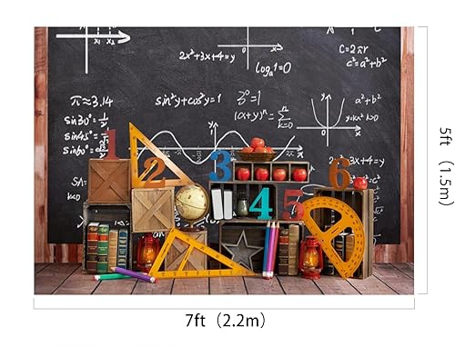 Miniatura 2 de Kate Telón de fondo para el regreso a la escuela, pizarra de matemáticas, impreso, tela, para estudio fotográfico, 7 x 5 pies, 7.2 x 4.9 ft