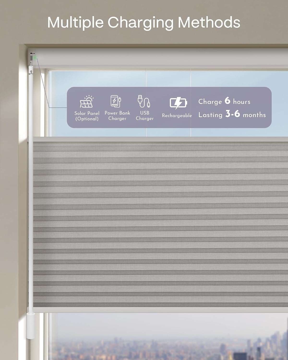 Graywind Motorized Matter Cellular Shades- 60% Blackout Top Down Bottom Up 1-3/4"Cell Honeycomb Blinds for Indoor Windows, Compatible with Alexa Google Siri, Custom Size,Dimout Grey
