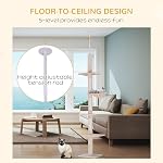 PawHut 91"-102" Cat Tree, 5-Tier Floor-to-Ceiling Cat Tower Kitty Activity Center with Scratching Post, Cozy Hammock Play Rest Post Pet Furniture for Jumping Climbing, Beige