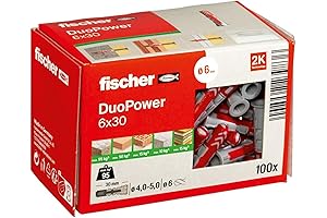 fischer DUOPOWER Wall Plug, 6x30mm Bulk 100 Count Pack