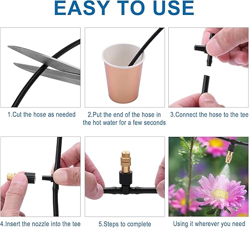 Miniatura 6 de Mornajina 20 boquillas atomizadoras de tres vías con conector de riego por goteo para tubos de riego por goteo de 14 de pulgada, emisores de riego