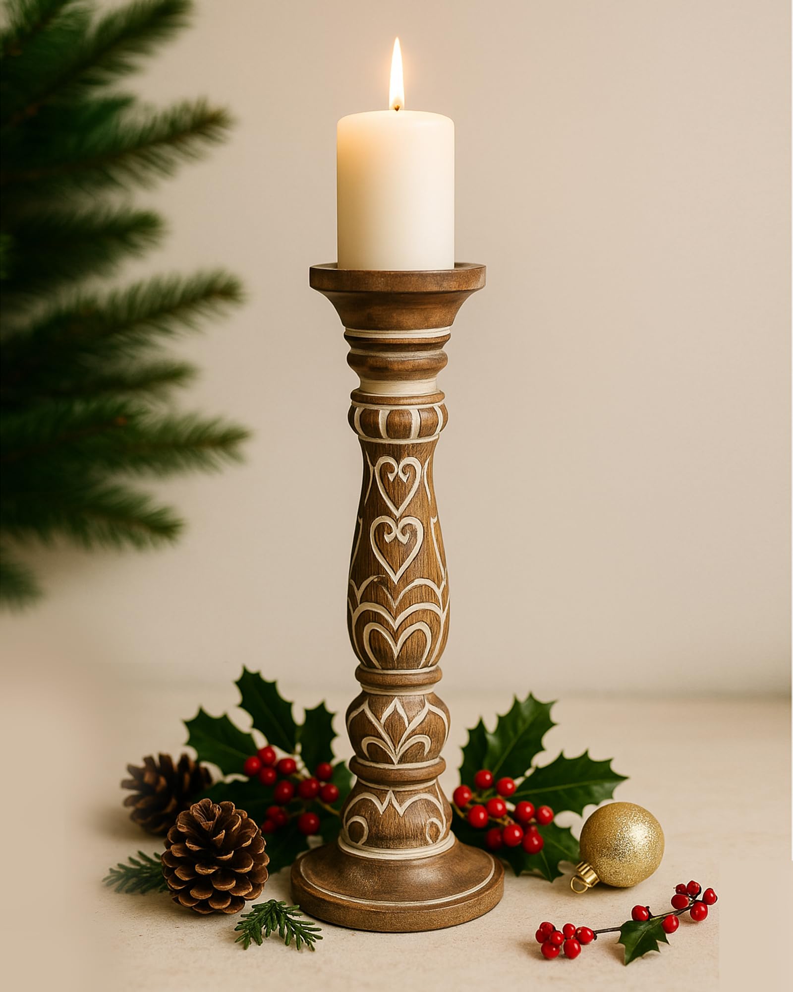 Homesake Wooden Candle Stand Set - Rustic Home Decor -13 Homesake Wooden Candle Stand Set - Rustic Home Decor -13