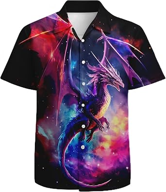 Mens Hawaiian Shirts Short Sleeve 3D Graphic Button Down Shirts Tropical Holiday Beach Shirts